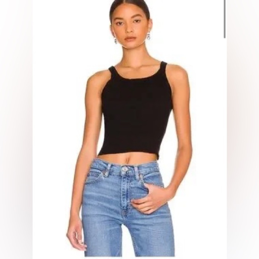 NWT/NIB Re/Done x Hanes Cropped Ribbed Tank in Black, Size XS